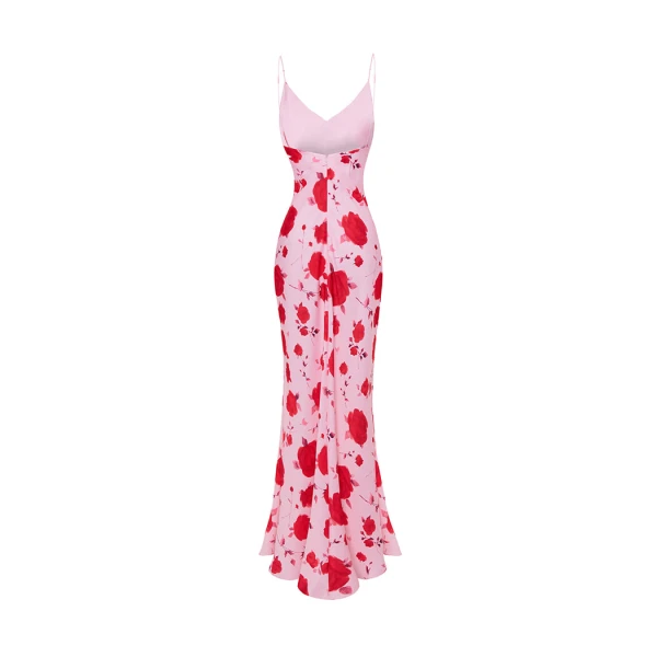 Rasario Maxi printed satin dress in Pink, view 4