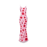 Rasario Maxi printed satin dress in Pink