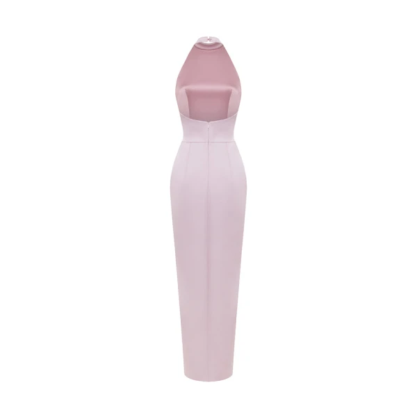 Rasario Satin maxi dress with a side slit in Light pink, view 3