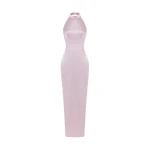 Rasario Satin maxi dress with a side slit in Light pink