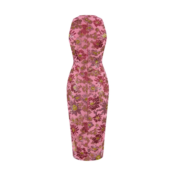 Rasario Sequin-embellished chiffon midi dress in Pink, view 3