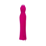 Rasario Viscose crepe maxi dress with train in Pink