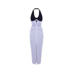 Rasario Satin and velvet midi dress in Lilac