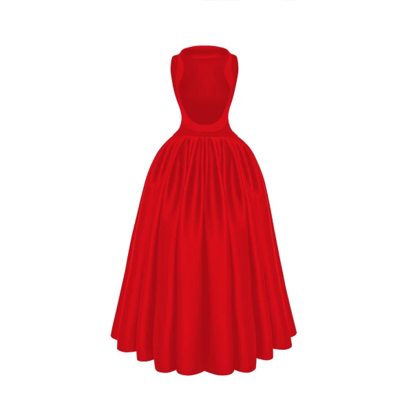 Rasario Crepe and satin maxi dress with a voluminous skirt in Red, view 5