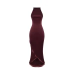 Rasario Satin and silk organza midi dress in Burgundy