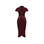 Rasario Satin midi dress with a cutout in Burgundy