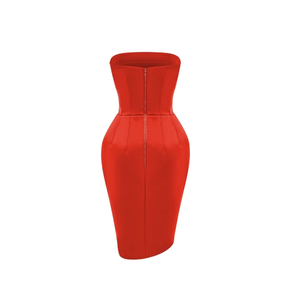 Rasario Satin mini dress with a voluminous skirt in Red, view 4