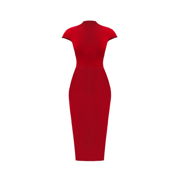 Rasario Velvet midi dress with ties in Red, view 3