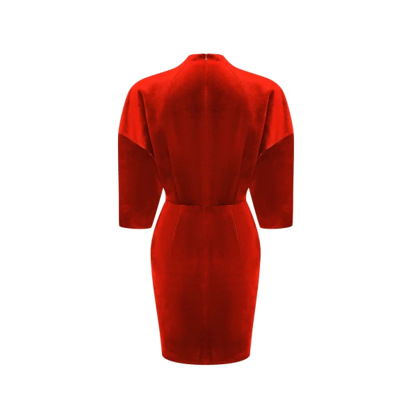 Rasario Velvet mini dress with a flower in Red, view 4