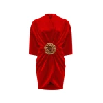 Rasario Velvet mini dress with a flower in Red