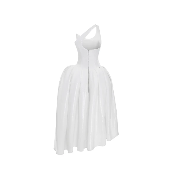 Rasario Asymmetric sequin corset maxi dress in White, view 3