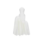 Rasario Asymmetric structured satin corset maxi dress in White
