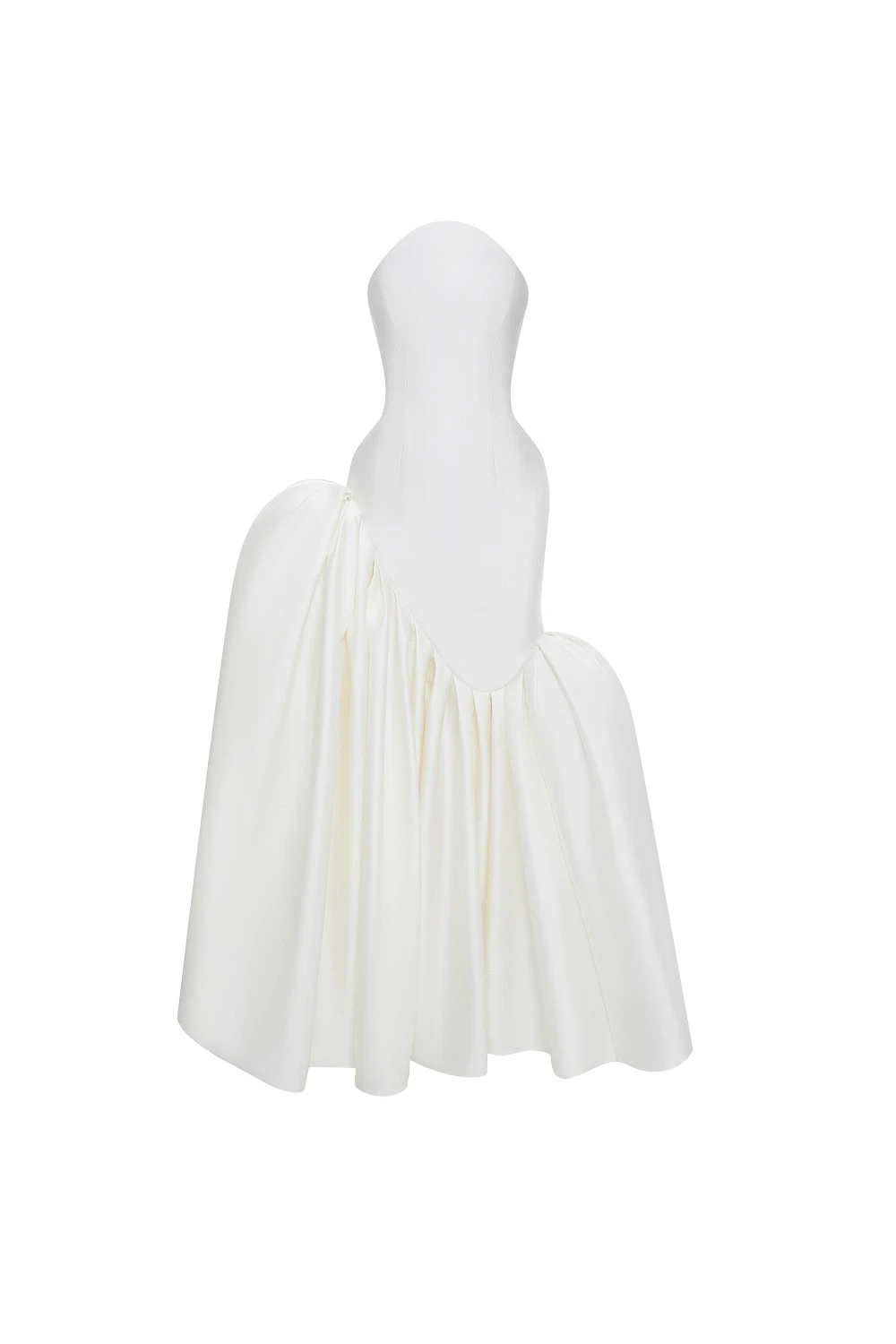 Rasario Asymmetric structured satin corset maxi dress in White