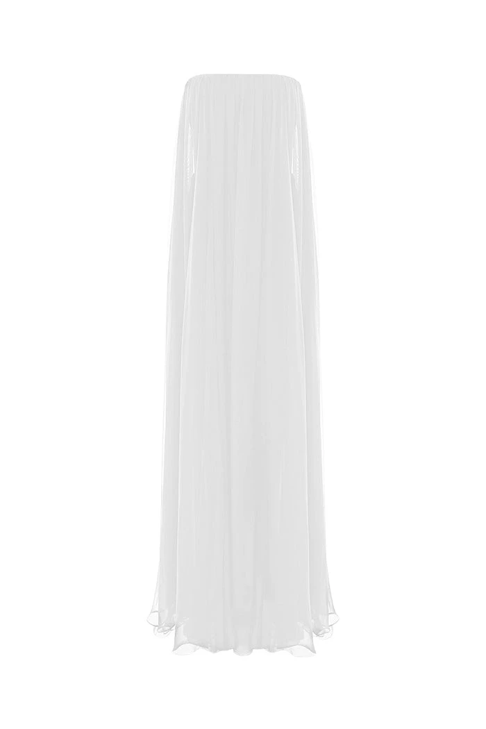 Rasario Crepe and silk chiffon corset gown in White