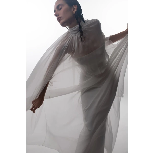 Rasario Crepe corset maxi dress in White, view 4