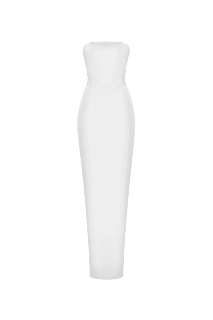 Rasario Crepe corset maxi dress in White