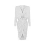 Rasario Draped chiffon midi dress in White
