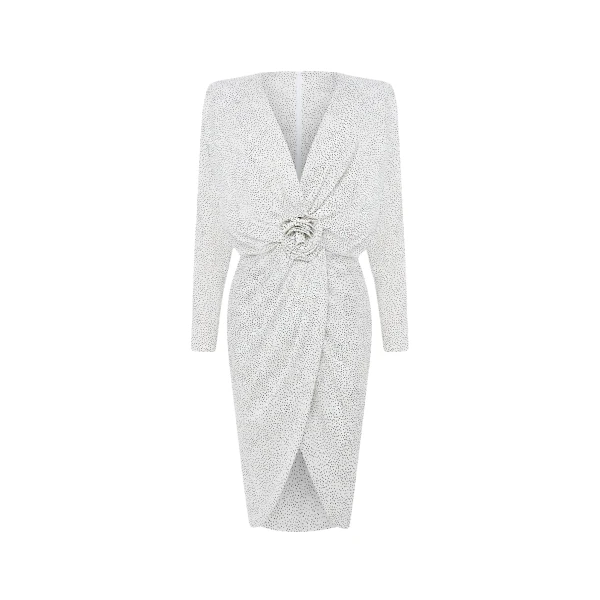 Rasario Draped chiffon midi dress in White
