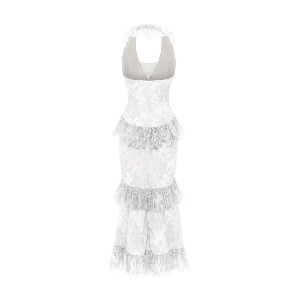 Rasario Lace midi dress with ruffles in White, view 3