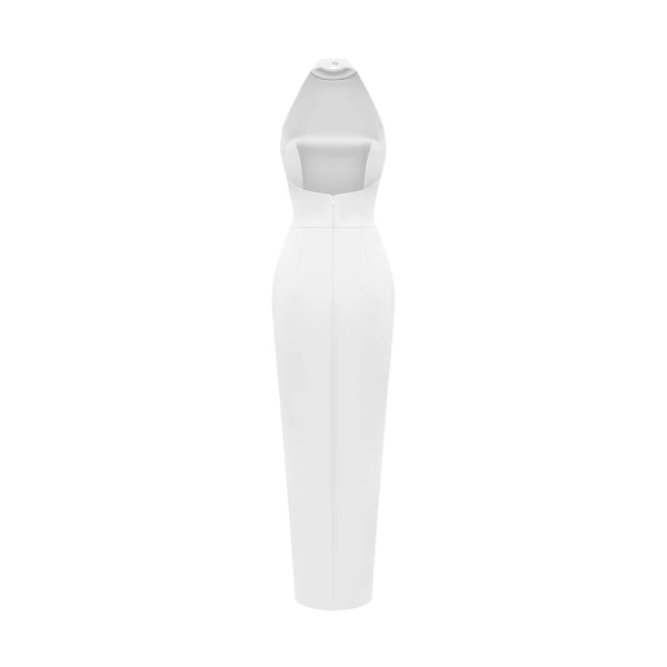 Rasario Satin maxi dress with a side slit in White, view 3