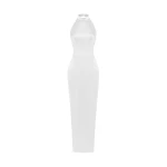 Rasario Satin maxi dress with a side slit in White