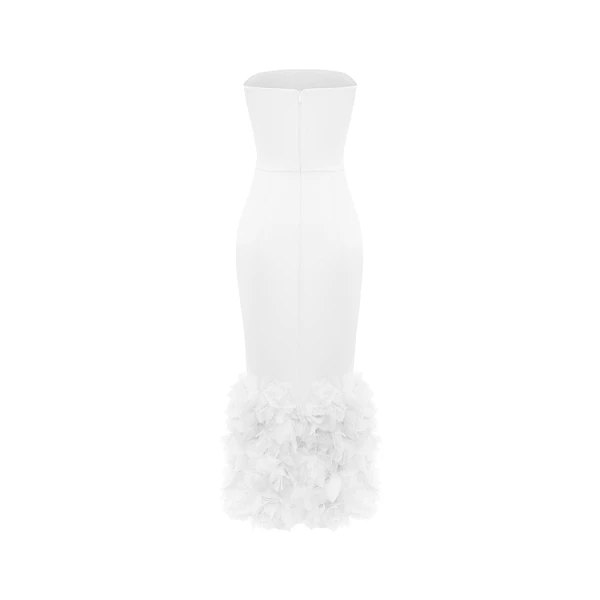 Rasario Satin midi dress in White, view 3
