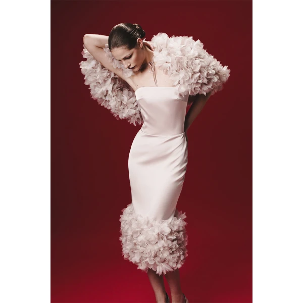 Rasario Satin midi dress in White, view 4