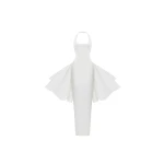 Rasario Structured satin maxi dress with detachable butterfly train in White