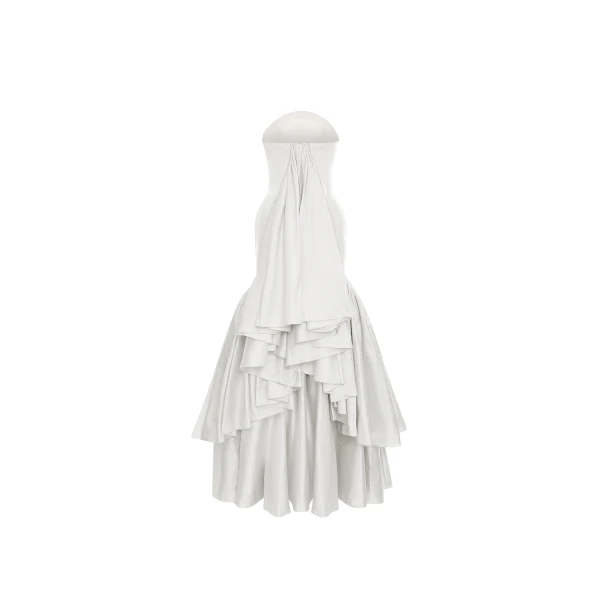 Rasario Viscose and silk corset maxi dress with ruffles in White, view 4