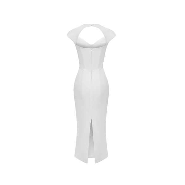 Rasario Viscose crepe midi dress in White, view 4