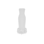 Rasario Сorset crepe long midi dress with fringe in White
