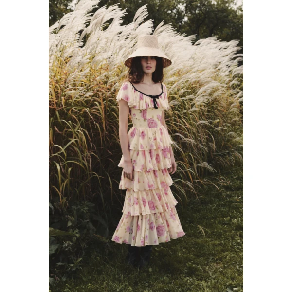 Rasario Printed chiffon maxi dress in Yellow, view 2