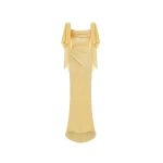 Rasario Viscose crepe maxi dress with draping and open back in Yellow