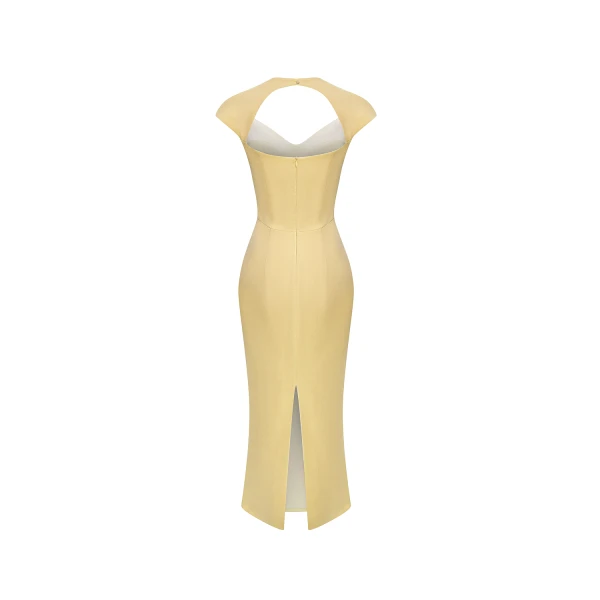 Rasario Viscose crepe midi dress in Yellow, view 4