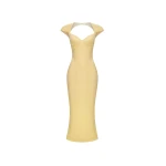 Rasario Viscose crepe midi dress in Yellow
