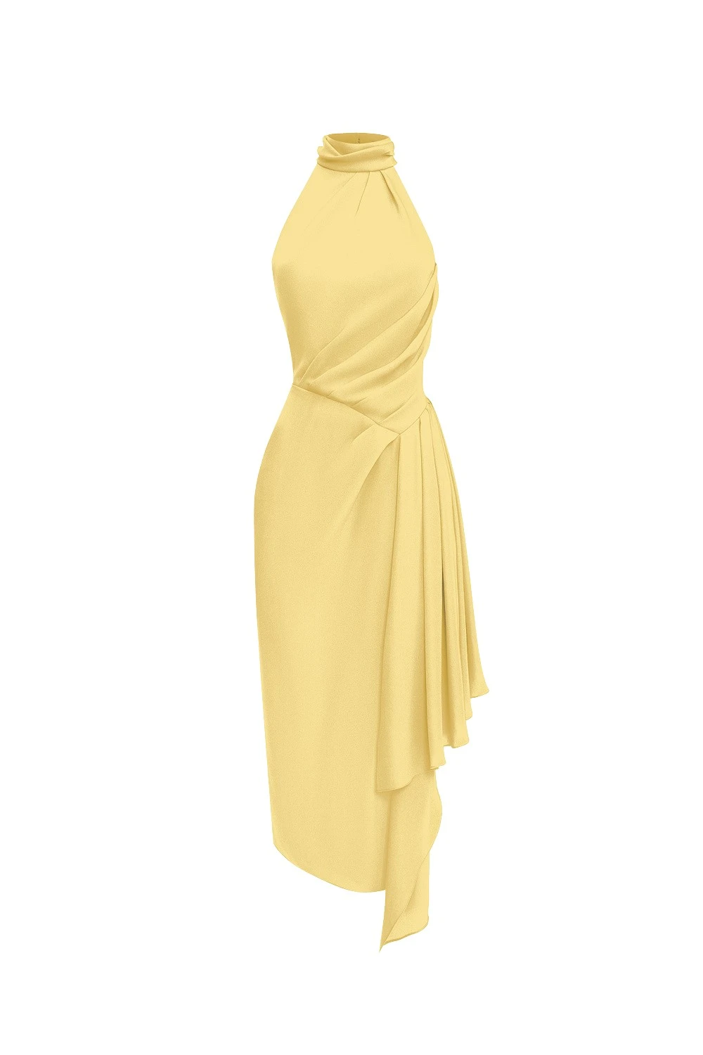 Rasario-Yellow-Viscose-crepe-midi-dress-with-draping-in-Yellow-at-Coveti77397_nobg Rasario Viscose crepe midi dress with draping in Yellow