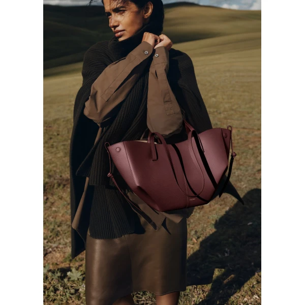 Polene Cyme Mini in Black Cherry Bag, view 2