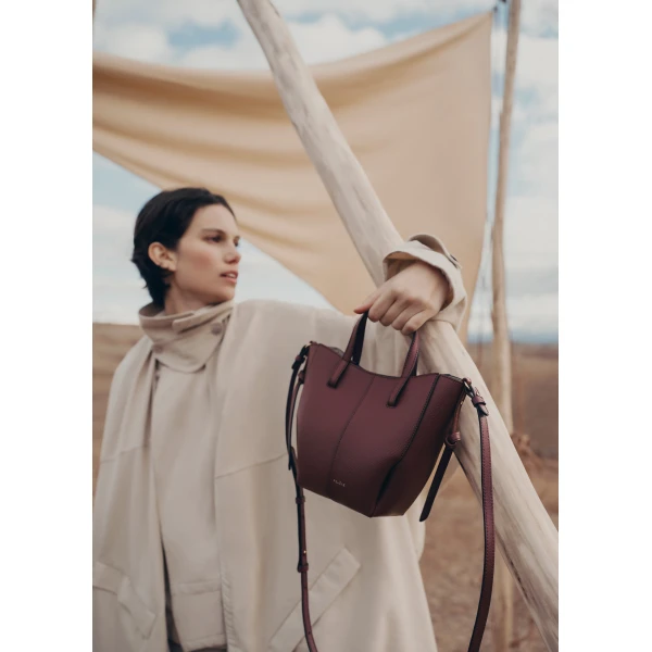 Polene Cyme Tote Nano in Black Cherry Bag, view 4