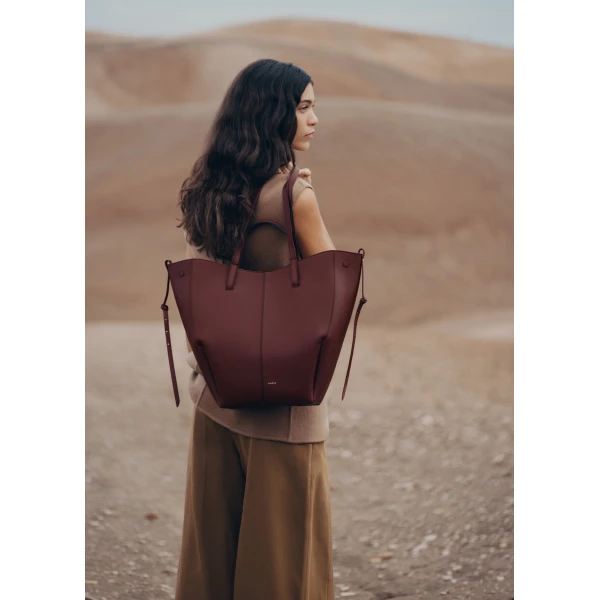 Polene Cyme Tote in Black Cherry Bag, view 2