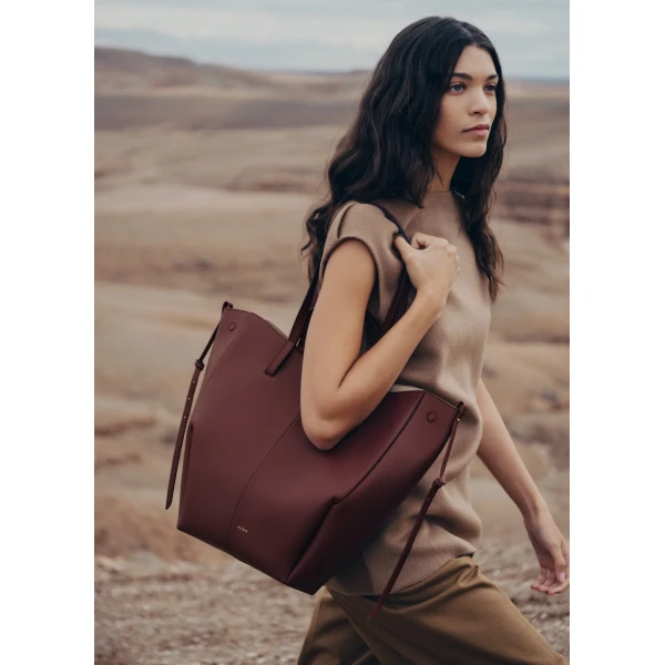 Polene Cyme Tote in Black Cherry Bag, view 3