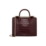 Strathberry Mini Tote in Croc-embossed Burgundy