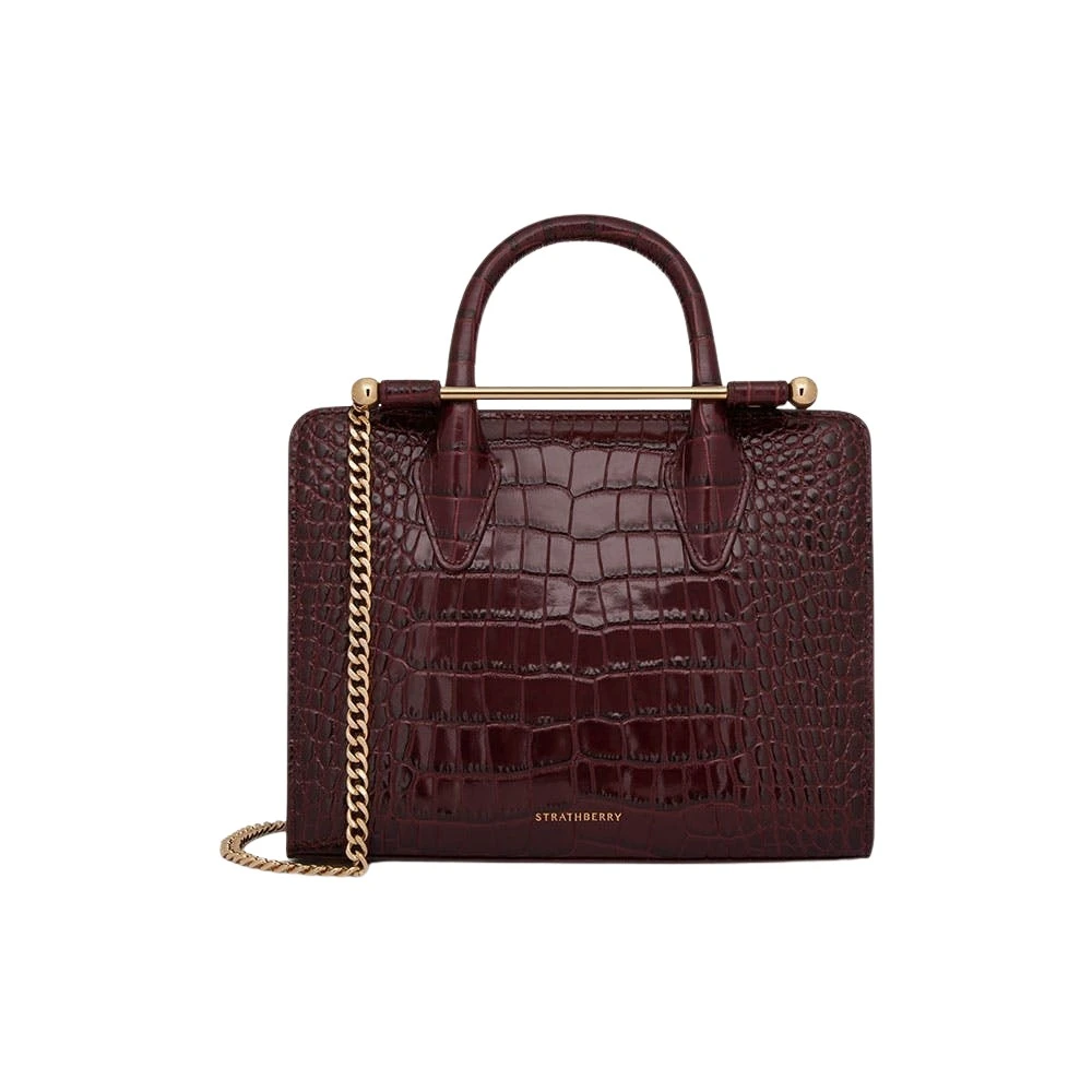 Red-Mini-Tote-in-Croc-embossed-Burgundy75993_nobg Strathberry Mini Tote in Croc-embossed Burgundy