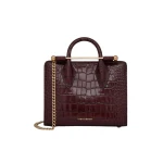 Strathberry Nano Tote in Croc-embossed Leather Burgundy