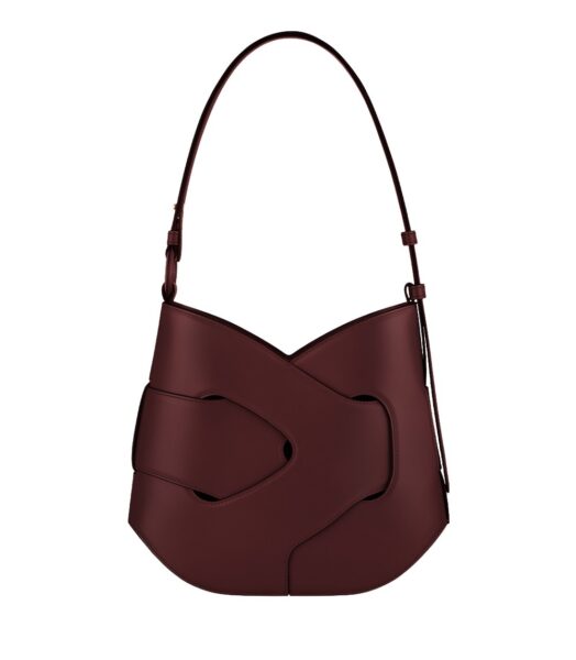 Polène Nodde Hobo in Black Cherry Nodde Hobo in Black Cherry - Shoulder & Crossbody Bags - Parisian Luxury Leather Bag at Luxury Shoes 