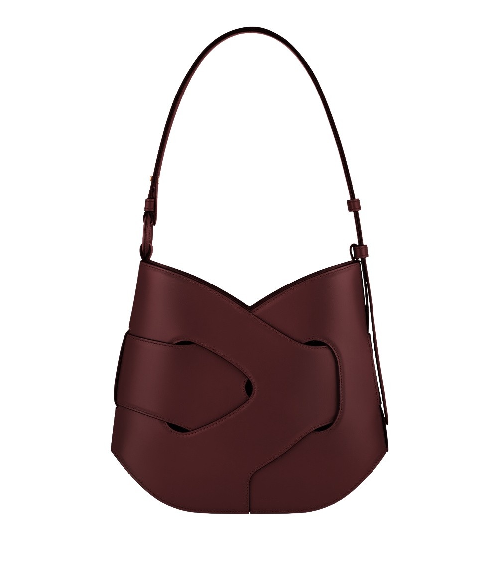 Polène Nodde Hobo in Black Cherry Nodde Hobo in Black Cherry - Shoulder & Crossbody Bags - Parisian Luxury Leather Bag at Luxury Shoes 