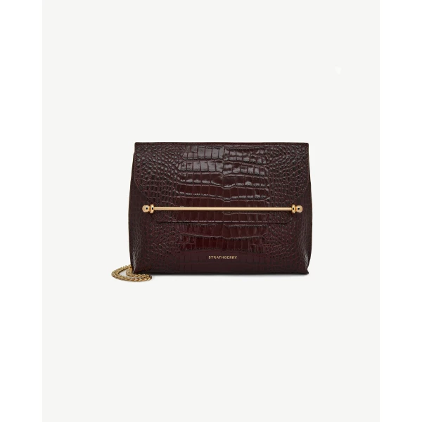 Strathberry Stylist in Croc-embossed Leather Burgundy, view 2