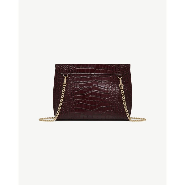 Strathberry Stylist in Croc-embossed Leather Burgundy, view 4