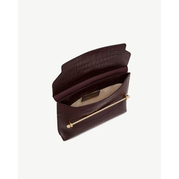 Strathberry Stylist in Croc-embossed Leather Burgundy, view 5