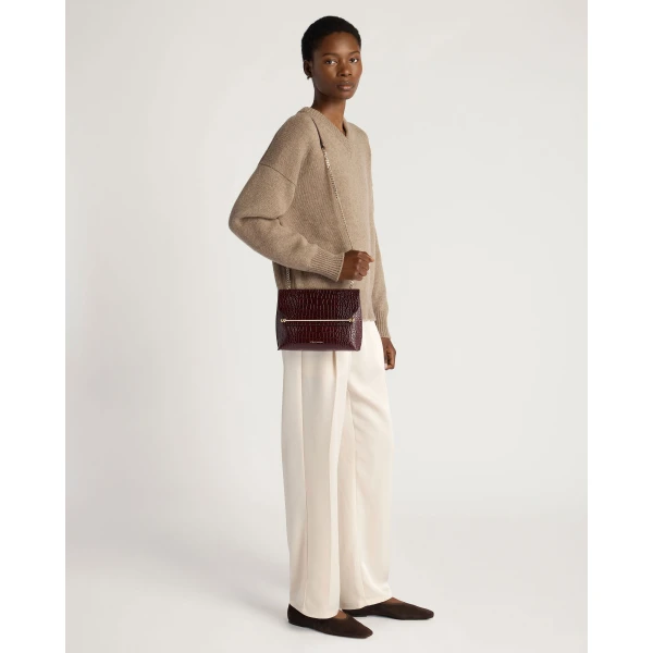 Strathberry Stylist in Croc-embossed Leather Burgundy, view 7