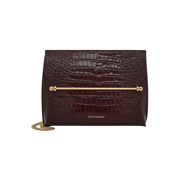 Strathberry Stylist in Croc-embossed Leather Burgundy